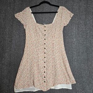 American Eagle‎ Womens Micro Floral Print Button Front Short Sleeve Mini Dress L